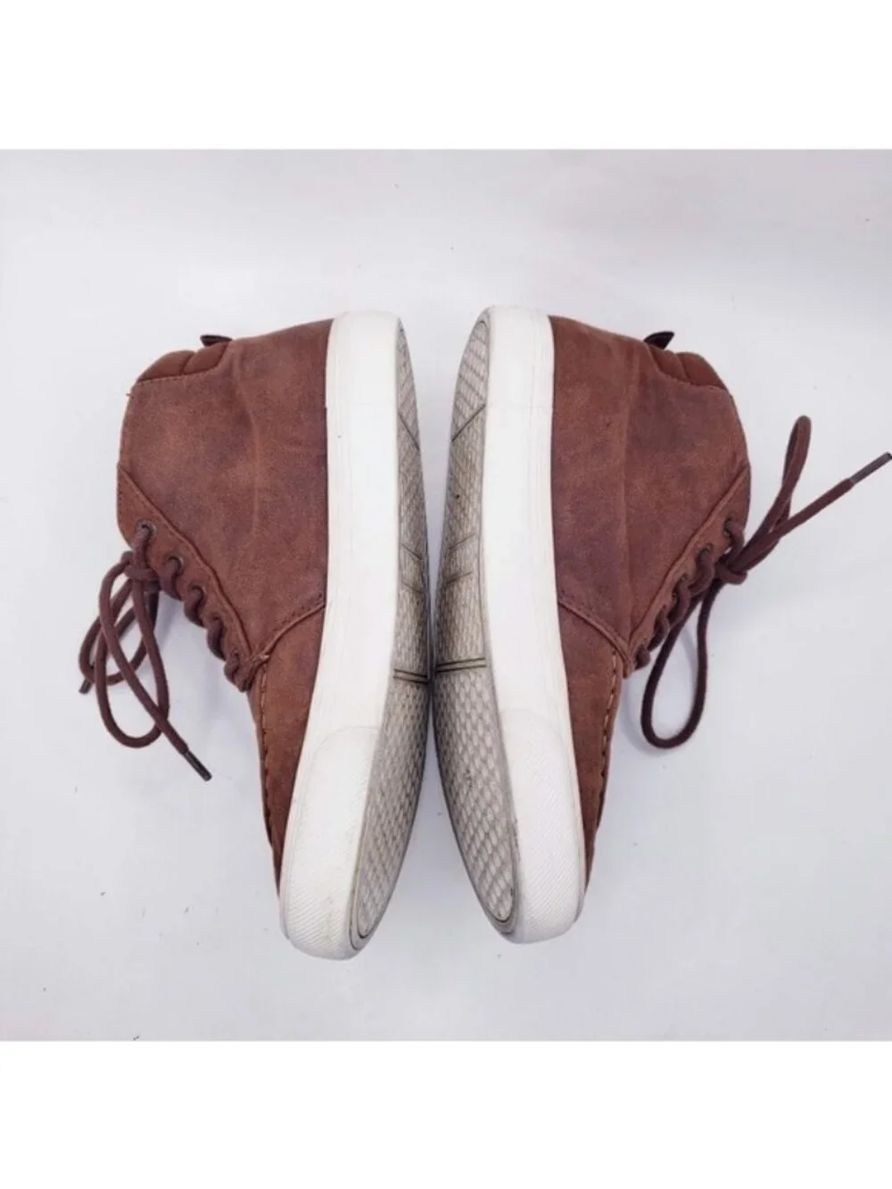 Old Navy Brown Faux Leather High Top Moccasin Lace Up Sneakers Boys Youth Size 3
